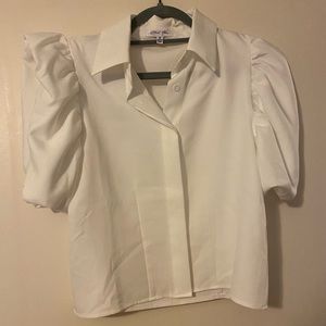 White puff sleeve top